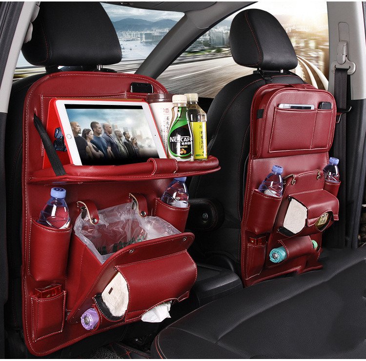 PU Leather Car Storage Bag Multifunction Seat Back Tray Hanging Bag Waterproof Car Organizer Automotive Interior Accessories - Image 8