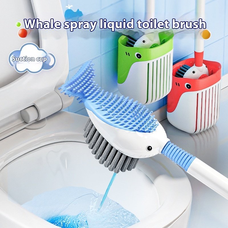 Squirt Whale Toilet Brush 360-Degree Cleaning Brush With Silicone Head Hanging Hole Design Wall-mounted Toilet Brush - Image 8