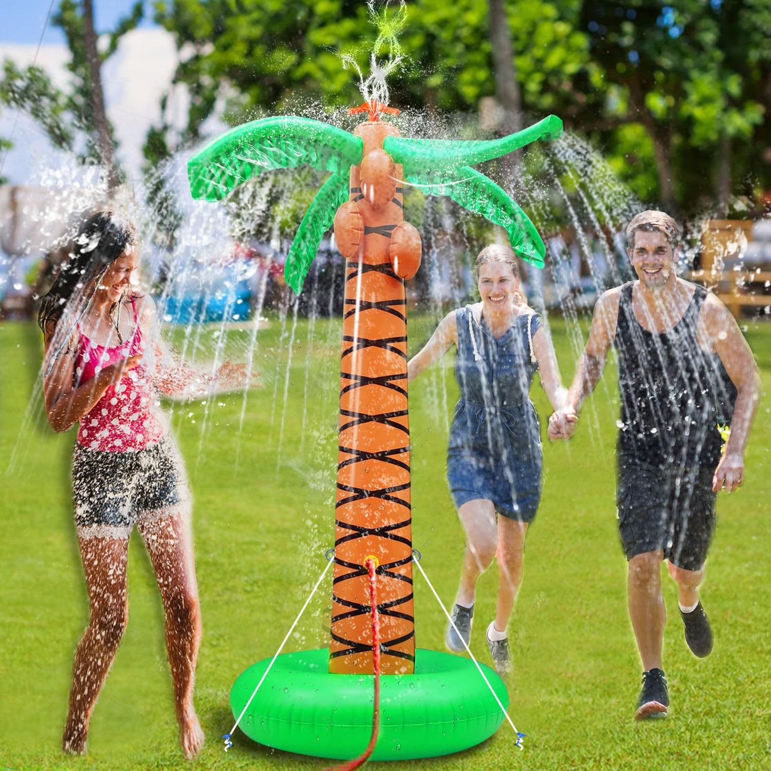 Inflatable Palm Tree Sprinkler Toy, Large Outdoor Water Spray Coconut Tree, Summer Backyard Water Toy For Children And Adults.