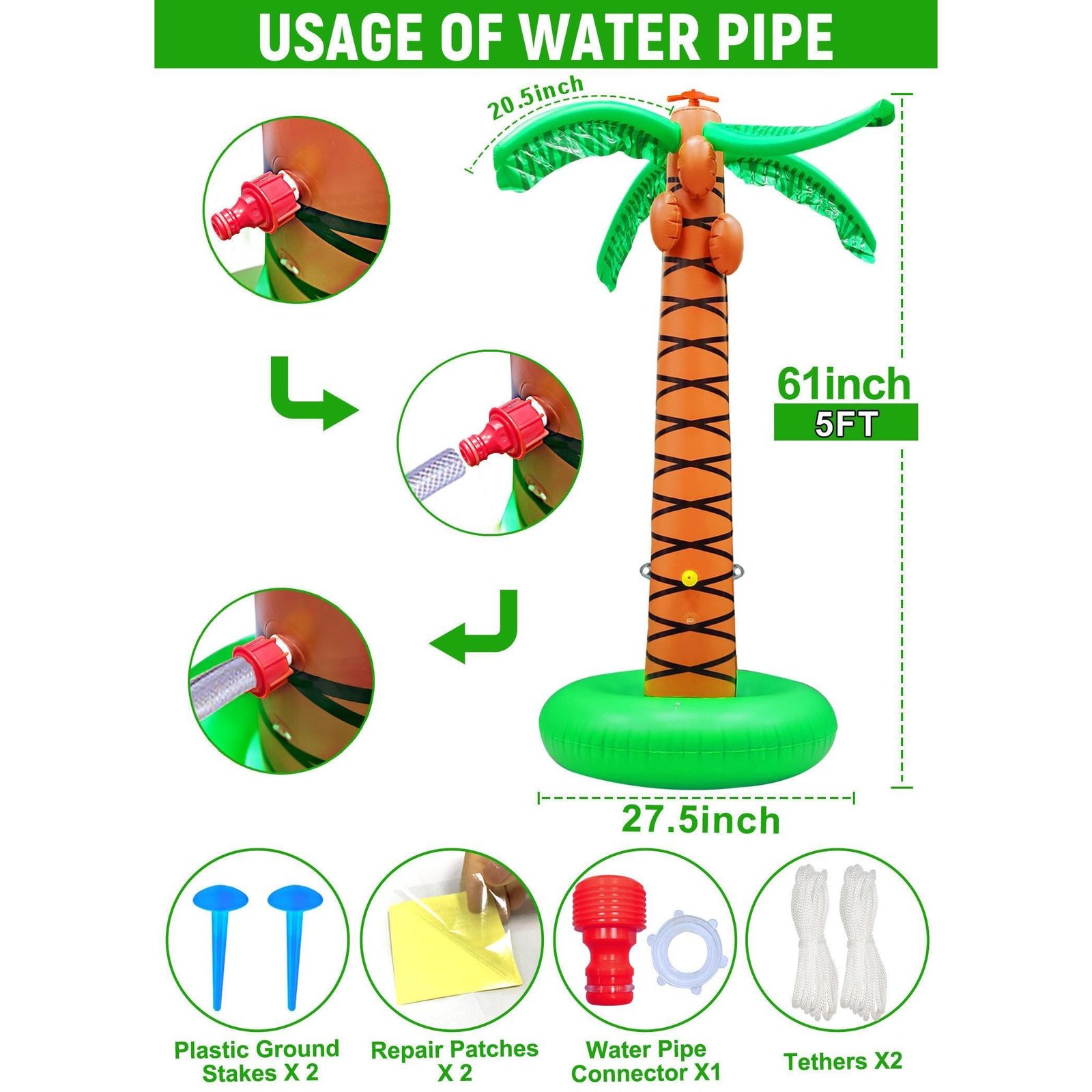 Inflatable Palm Tree Sprinkler Toy, Large Outdoor Water Spray Coconut Tree, Summer Backyard Water Toy For Children And Adults. - Image 3