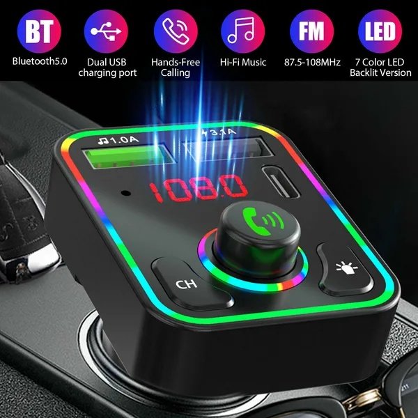 2 Pcs Wireless Car FM Transmitter Mini LED Screen MP3 Bluetooth 5.0 Fast PD Adapter - Image 5
