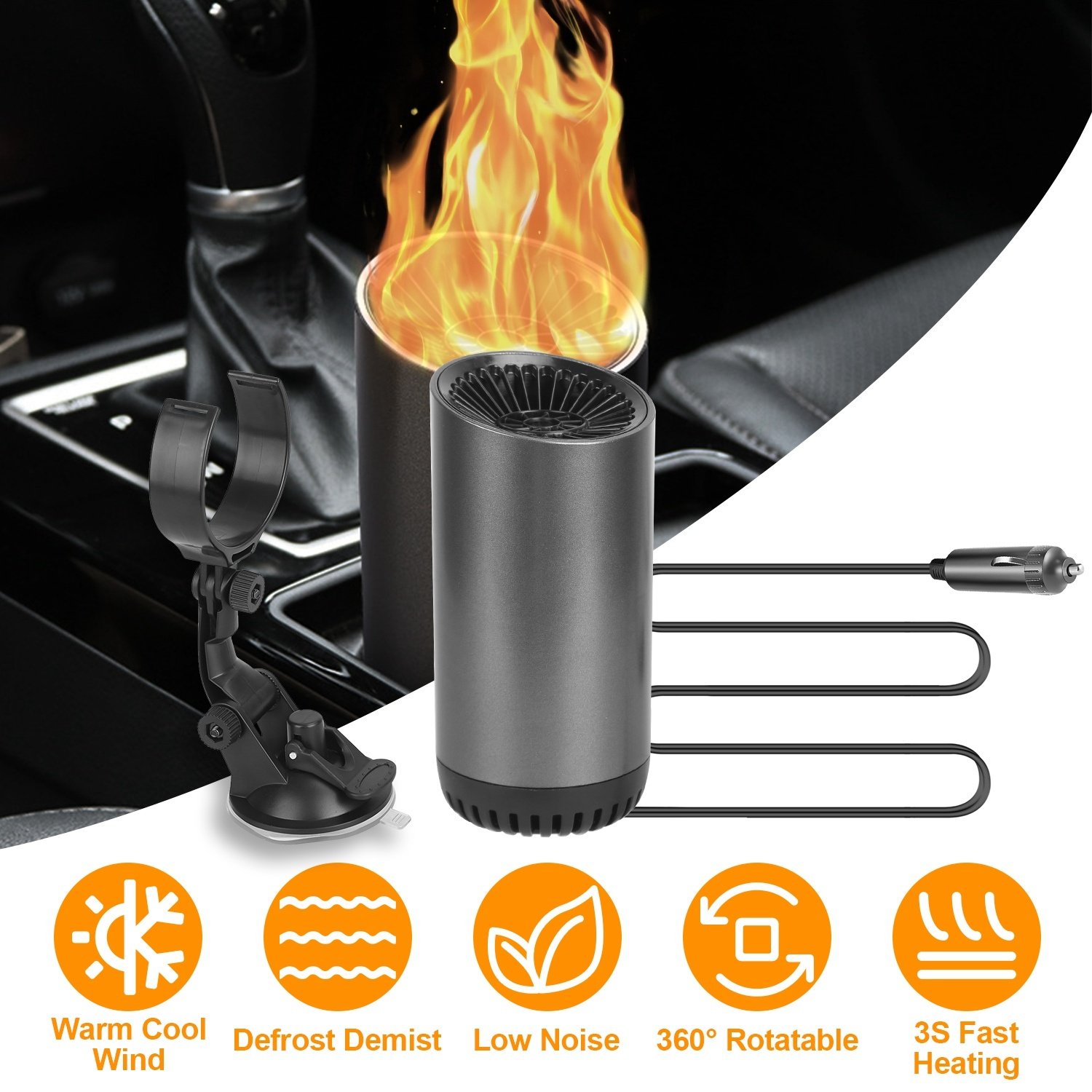 1Pc 12V 150W Or 24V 216W Portable Car Heater 2 In 1 Heating Cooling Fan Rotatable Demister Defroster With 4.92ft Cord - Image 9