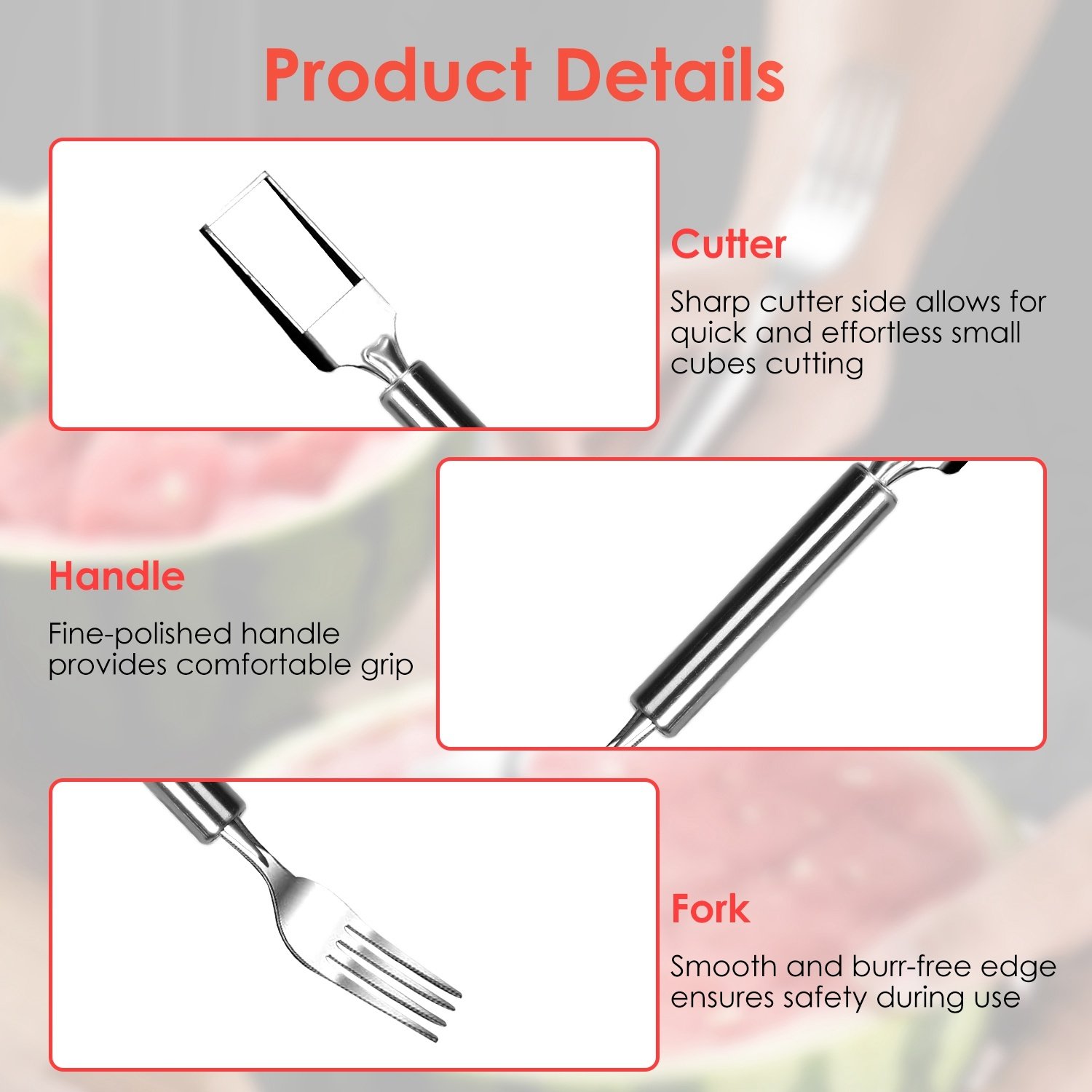 5Pcs 2 In 1 Watermelon Cutter Slicer Fork Stainless Steel Dual Head Watermelon Fruit Cutting Fork Knife For Summer Family Gathering Friend Party Camping Picnic Home Kitchen - Image 7