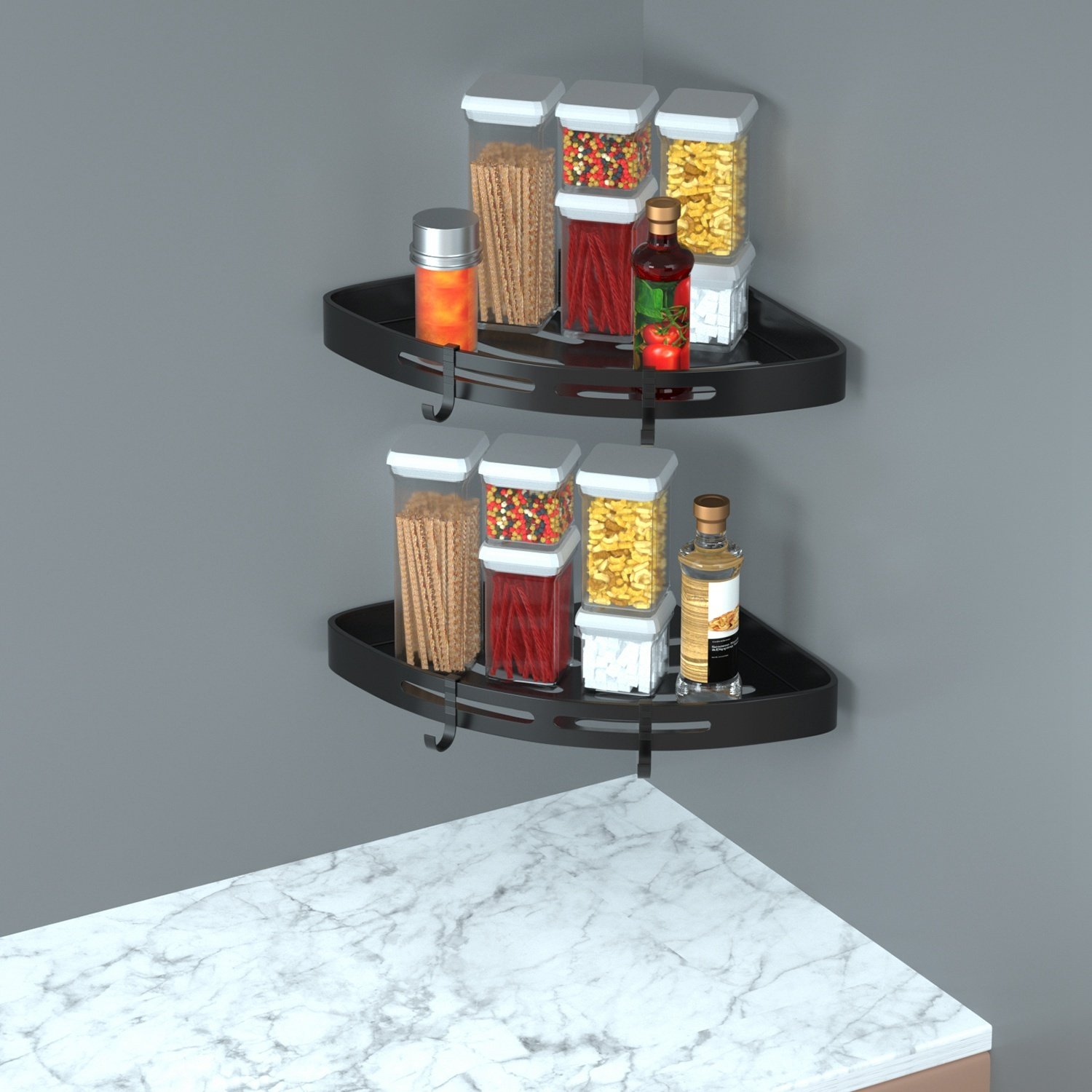 2Pcs Corner Shower Caddy Shelf Adhesive Bathroom Wall Mounted Storage Racks Aluminum Organizers For Bathroom Toilet Kitchen Dorm - Image 4