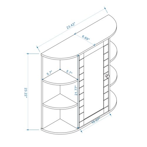 Wall-mounted Bathroom Cabinet With Mirrored Door, 6 Open Shelves, 3 Adjustable Bathroom Shelves Living Room Laundry Room Bedroom - White - Image 3