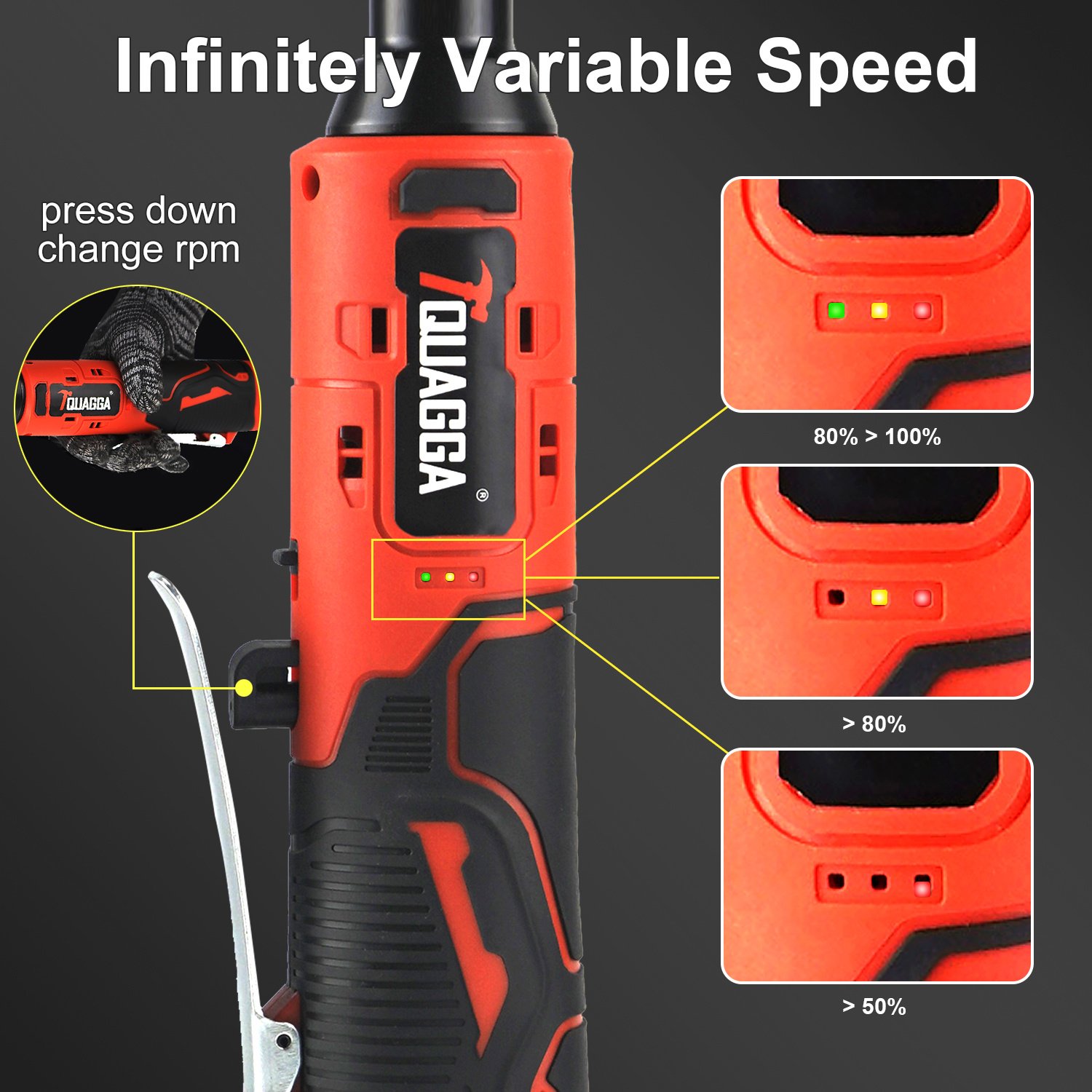 TQUAGGA Cordless Electric Ratchet Wrench Set, 12V, 45ftlbs,Variable Speed Power Ratchet Wrench,with Batteries2,Automotive Repair Tools, Electric Tools Cordless,Hardware,Impact,Heavy Duty - Image 3
