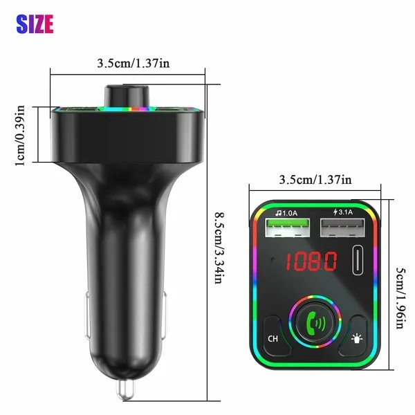 2 Pcs Wireless Car FM Transmitter Mini LED Screen MP3 Bluetooth 5.0 Fast PD Adapter - Image 4