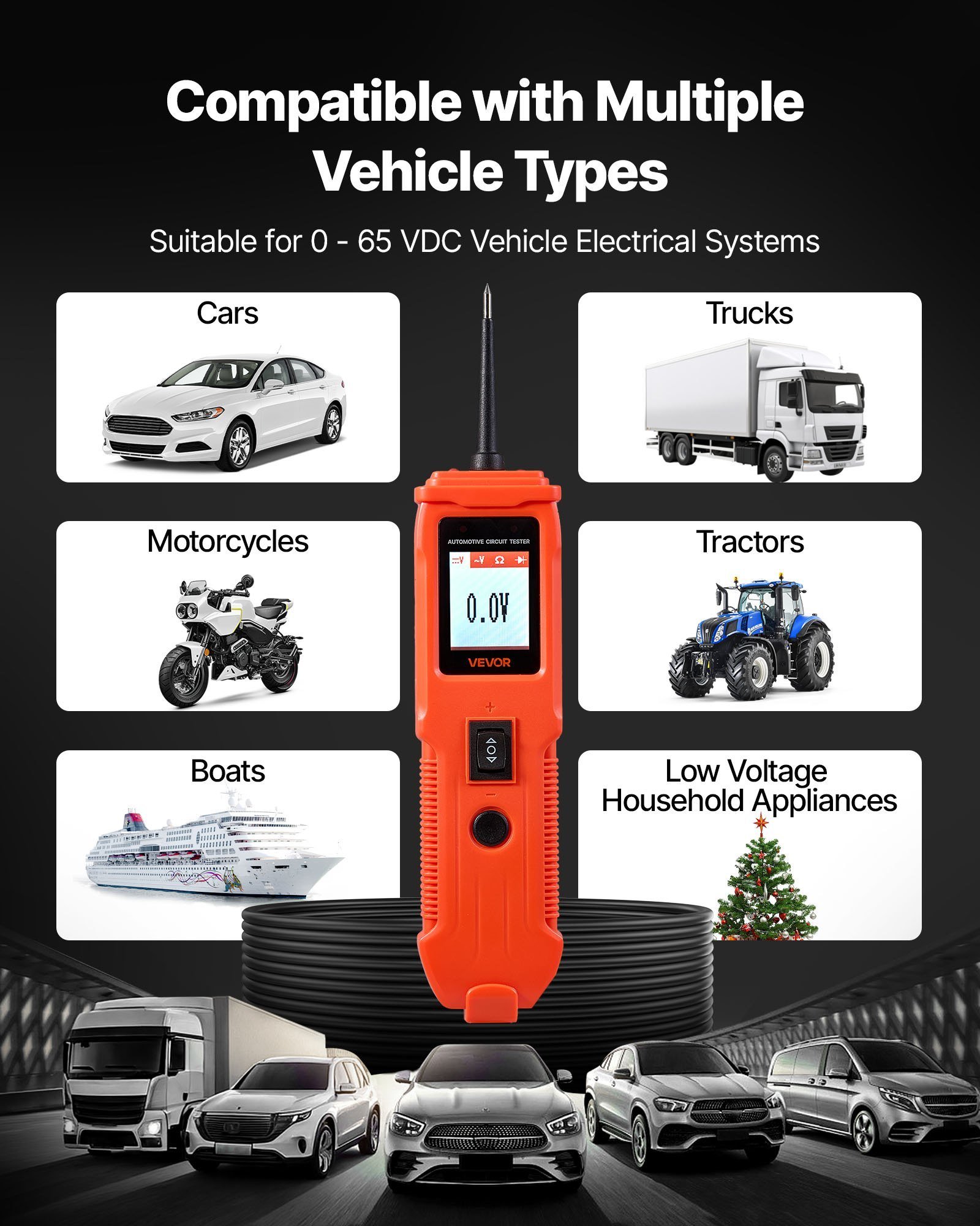 Automotive Circuit Tester, 8 - 35 DCV Power Circuit Probe Tester With TFT Color Display And Lighting, Automotive Power Tester Probe With 13 Ft / 4 M Cable, ABS Shell Electrical Detector Finder - Image 2