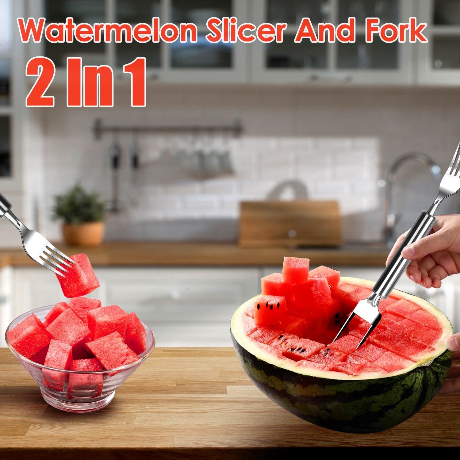 5Pcs 2 In 1 Watermelon Cutter Slicer Fork Stainless Steel Dual Head Watermelon Fruit Cutting Fork Knife For Summer Family Gathering Friend Party Camping Picnic Home Kitchen - Image 9