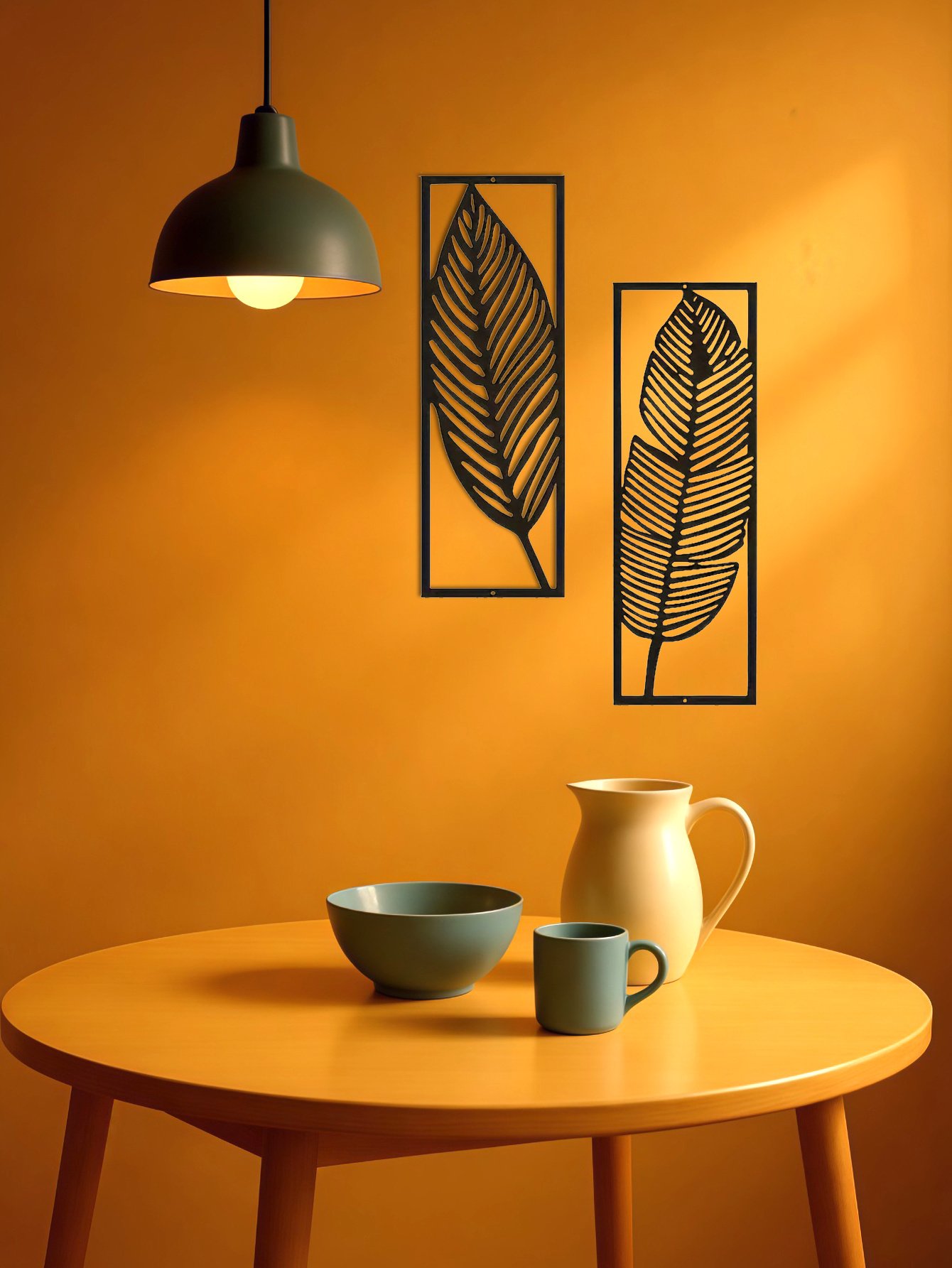 2-Pack Handmade Iron Leaf Wall Art - Rustic Nature-Inspired Home Decor - Image 3