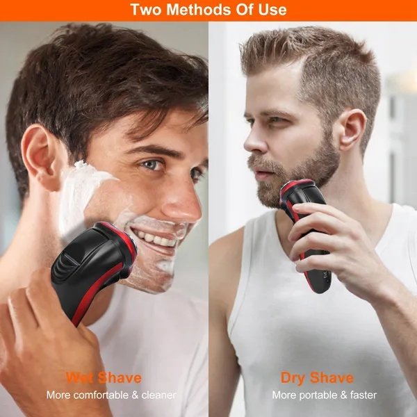 Electric Shaver Razor For Men IPX7 Waterproof Beard Trimmer 3D Rechargeable Painless Rotary Shaver With Pop Up Trimmer 2 In 1 Electric Shaver - Image 3