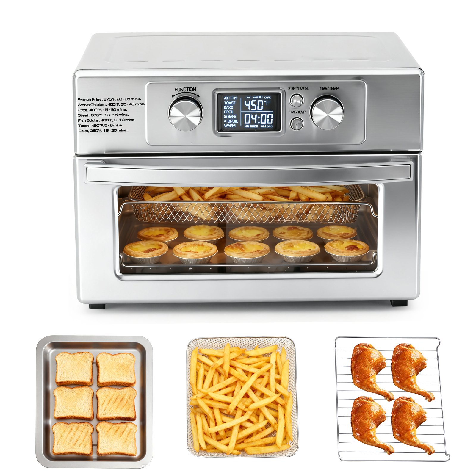 22-liter 1800-watt Electric Air Fryer Oven, Equipped With 6 Stainless Steel Heating Elements, And Capable Of Setting A Temperature Of 450degree -F. - Image 3