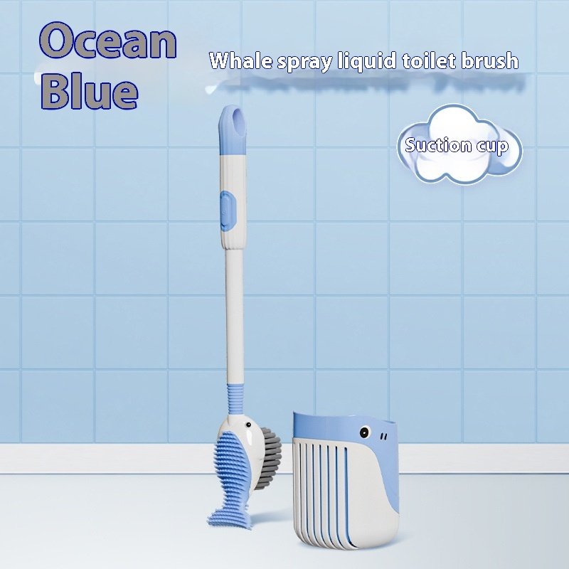 Squirt Whale Toilet Brush 360-Degree Cleaning Brush With Silicone Head Hanging Hole Design Wall-mounted Toilet Brush - Image 4