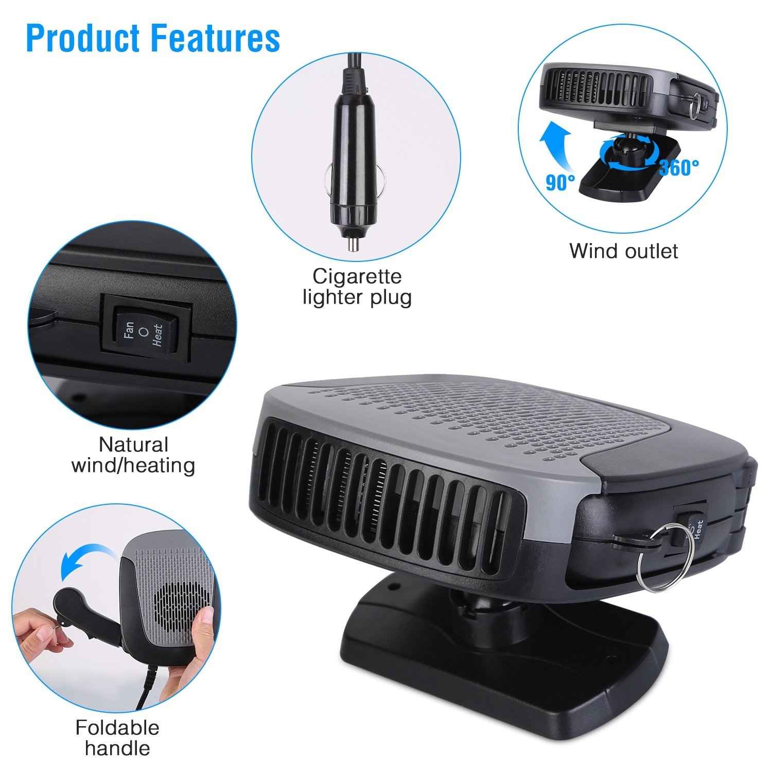 12V 150W Portable Car Auto Heater Heating Fan 2 In 1 Defroster Demister Windshield Heater Automotive Cooling Fan - Image 7