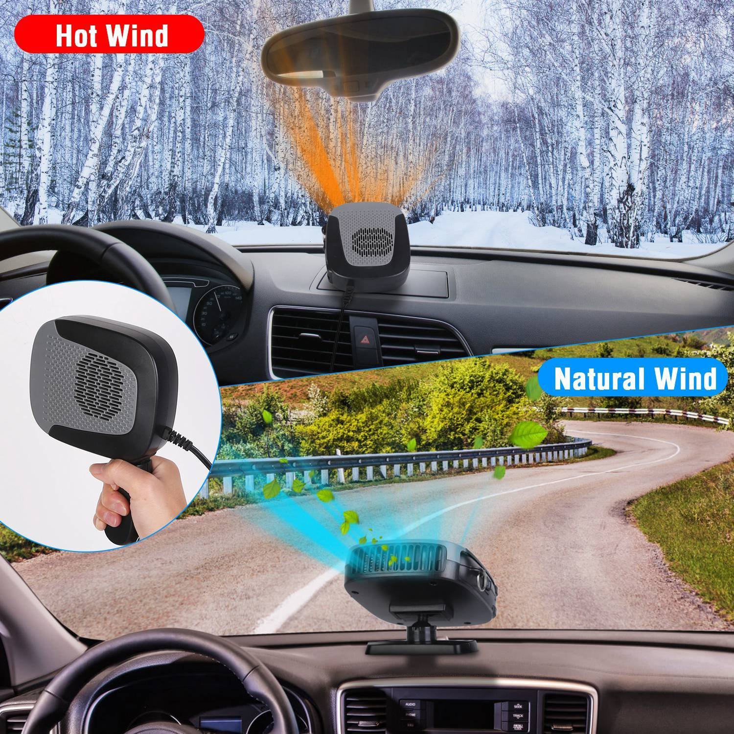 12V 150W Portable Car Auto Heater Heating Fan 2 In 1 Defroster Demister Windshield Heater Automotive Cooling Fan - Image 9