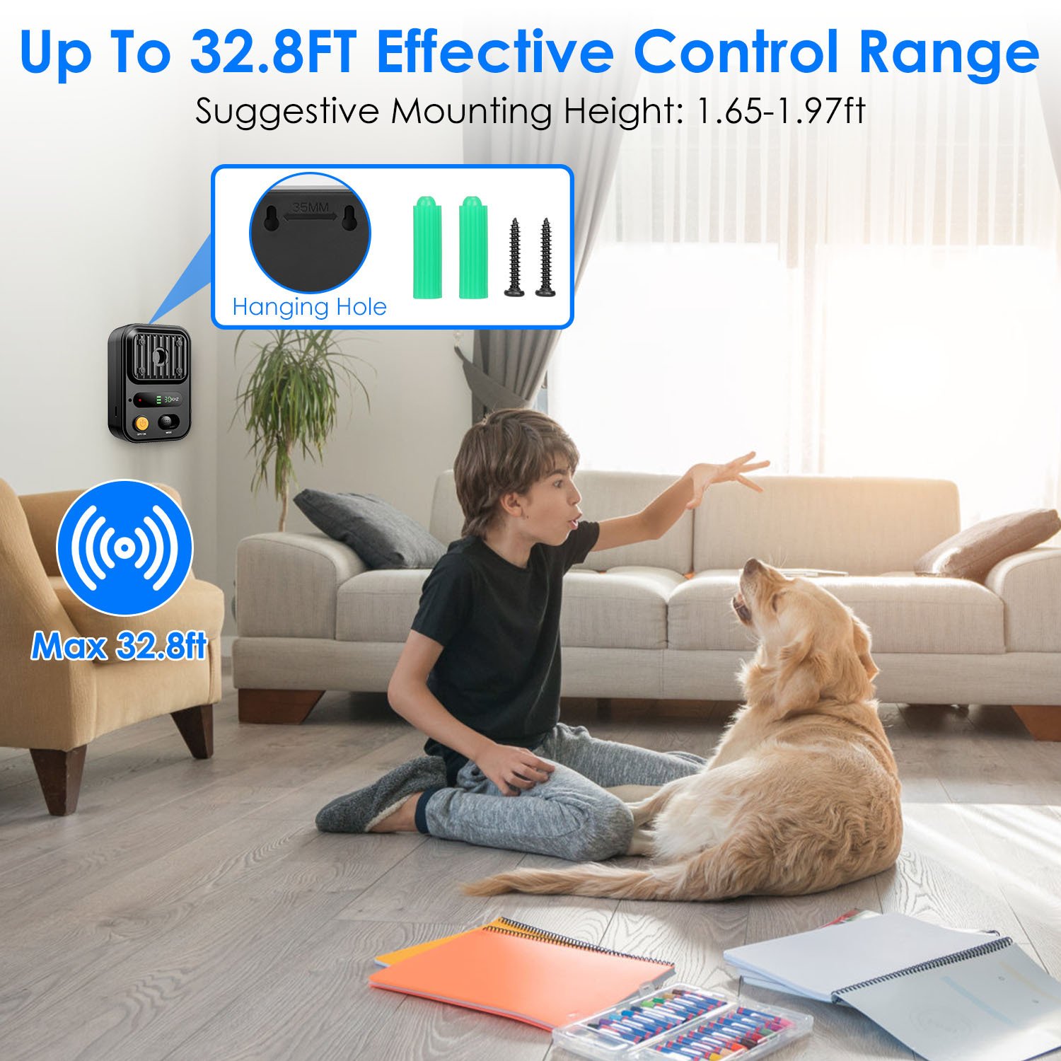 Black-Green Color Options -- 1Pc Ultrasonic Anti-Barking Device Rechargeable Auto Dog Bark Control Deterrent Box Training Device IPX4 Waterproof With 3 Frequency Max 32.8Feet Sensing Distance For Most - Image 10