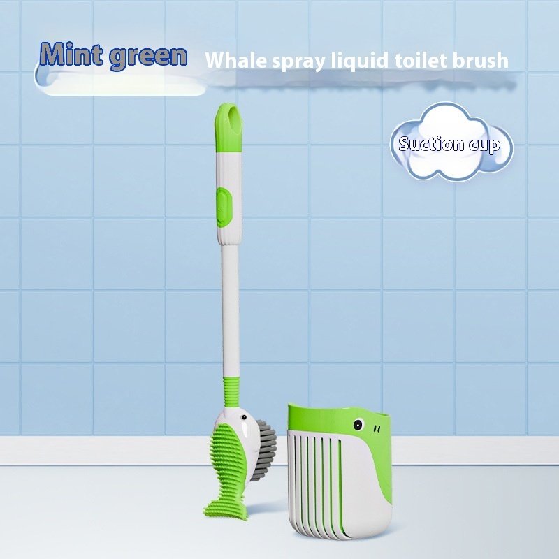 Squirt Whale Toilet Brush 360-Degree Cleaning Brush With Silicone Head Hanging Hole Design Wall-mounted Toilet Brush - Image 3