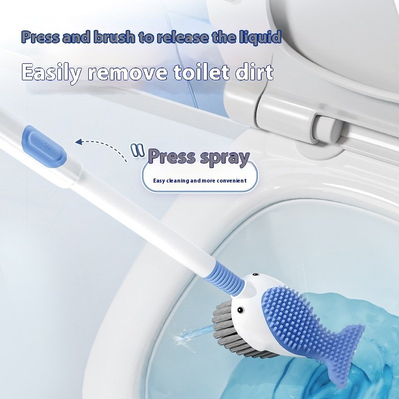 Squirt Whale Toilet Brush 360-Degree Cleaning Brush With Silicone Head Hanging Hole Design Wall-mounted Toilet Brush - Image 2