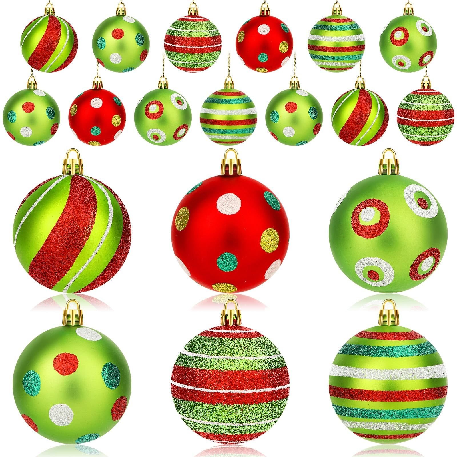 24PCS Christmas Ball Ornaments, Hanging Balls Red And Green Christmas Tree Pendants For Xmas Tree Home Decor Party Holiday Wedding Anniversary DIY Craft Decor Supplies - Image 6