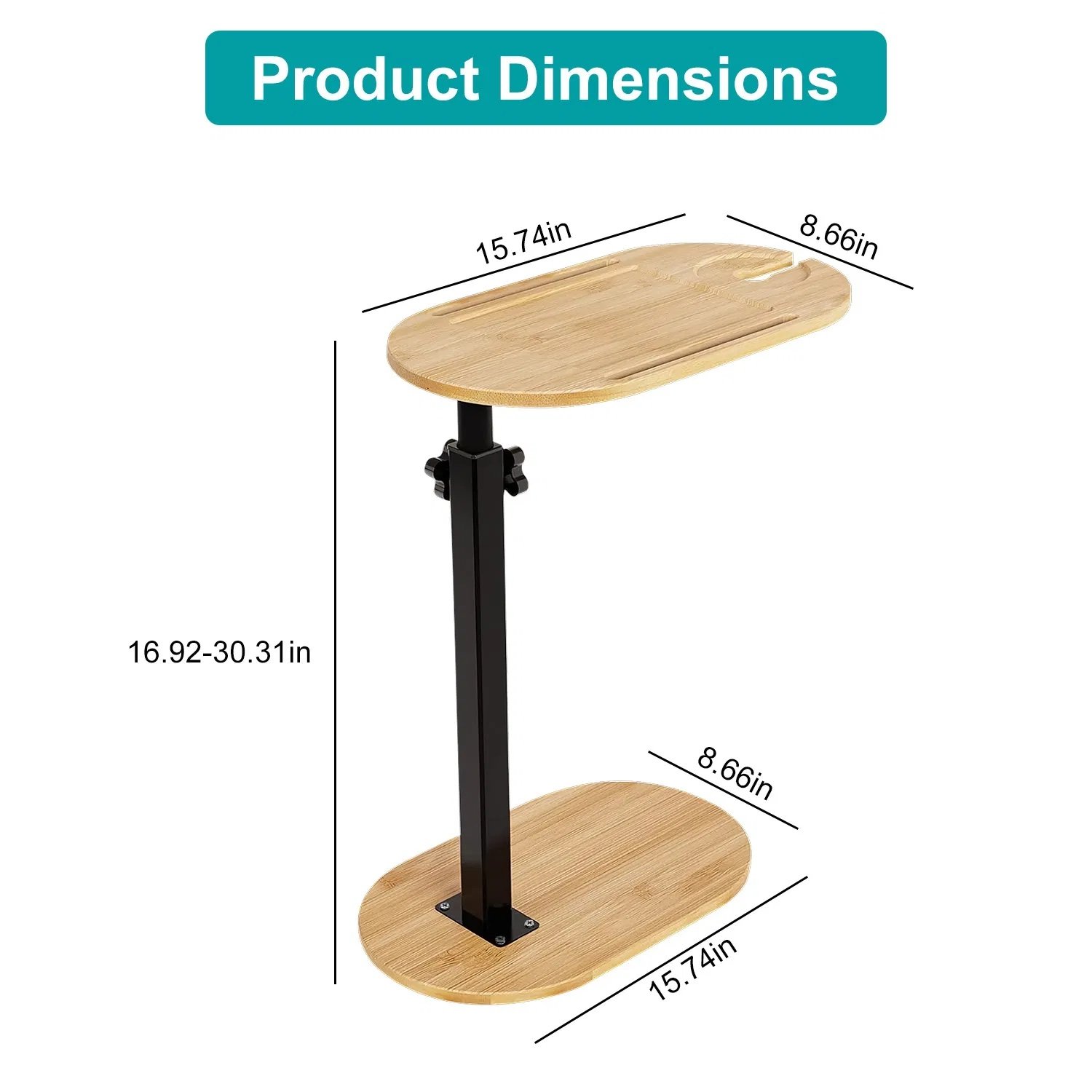 Bath Tub Tray Table, Liftable Freestanding Bamboo Bath Tray Caddy For Tub Against Wall, Bath Table Tray Tub Shelf Bathroom Organizer Shelf For Luxury Spa, Bath Home Spa Bathtub Accessories - Image 5