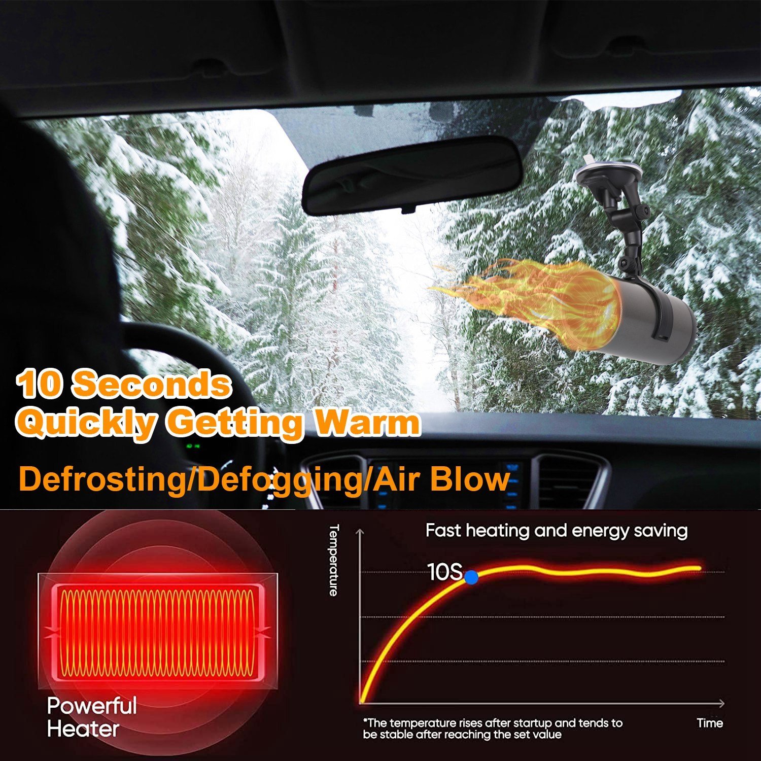 1Pc 12V 150W Or 24V 216W Portable Car Heater 2 In 1 Heating Cooling Fan Rotatable Demister Defroster With 4.92ft Cord - Image 8
